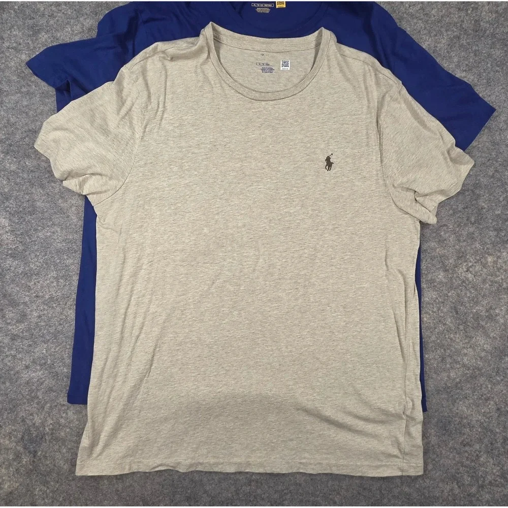Polo Ralph Lauren Mens XL Shirt Bundle Green Blue Gray Crew Neck Cotton Lot of 3